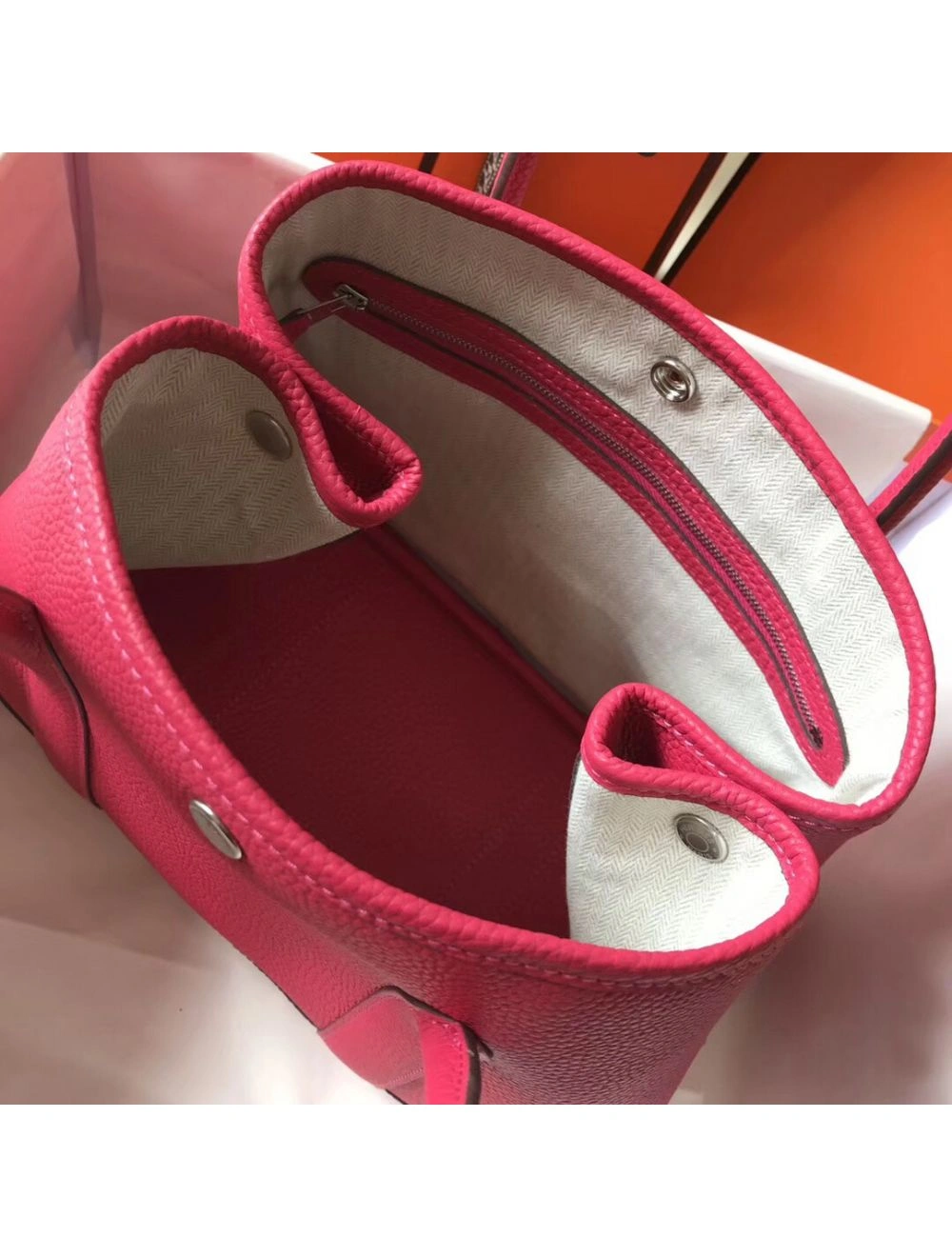 Hermes Garden Party 30 Bag In Rose Red Taurillon Leather