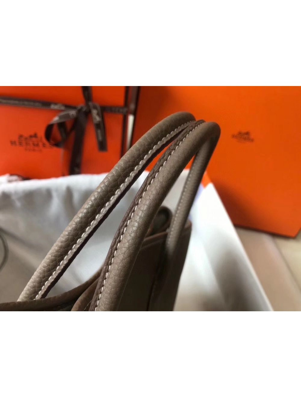 Hermes Garden Party 30 Bag In Taupe Taurillon Leather