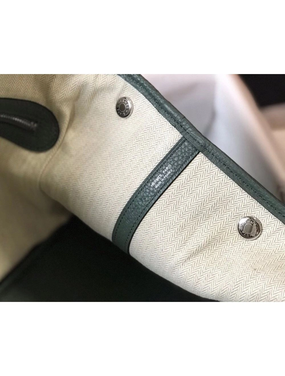 Hermes Garden Party 30 Bag In Vert Amande Taurillon Leather