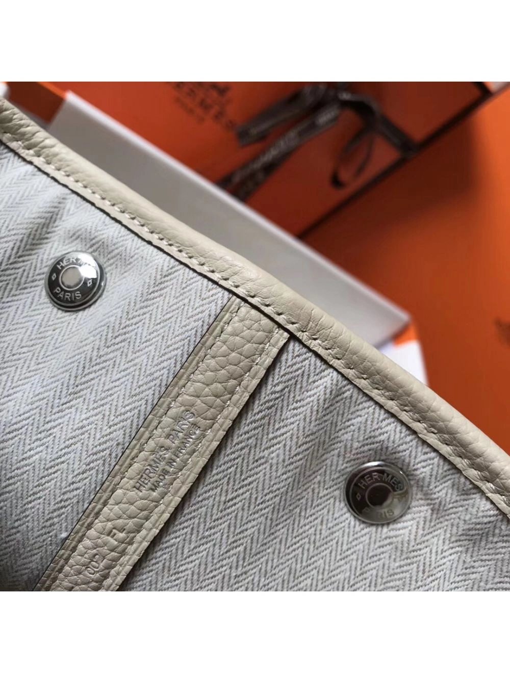 Hermes Garden Party 30 Bag In White Taurillon Leather