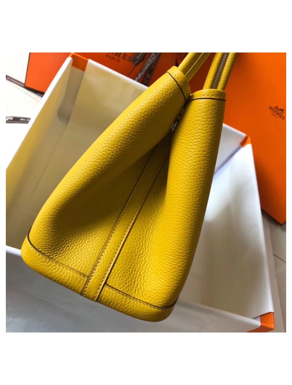 Hermes Garden Party 30 Bag In Yellow Taurillon Leather