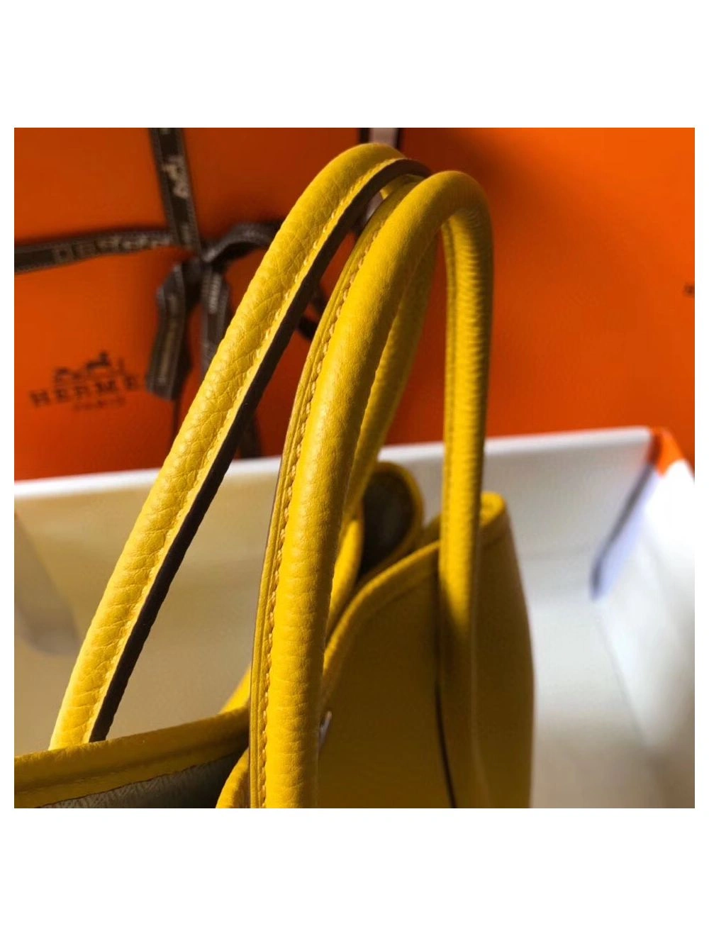 Hermes Garden Party 30 Bag In Yellow Taurillon Leather