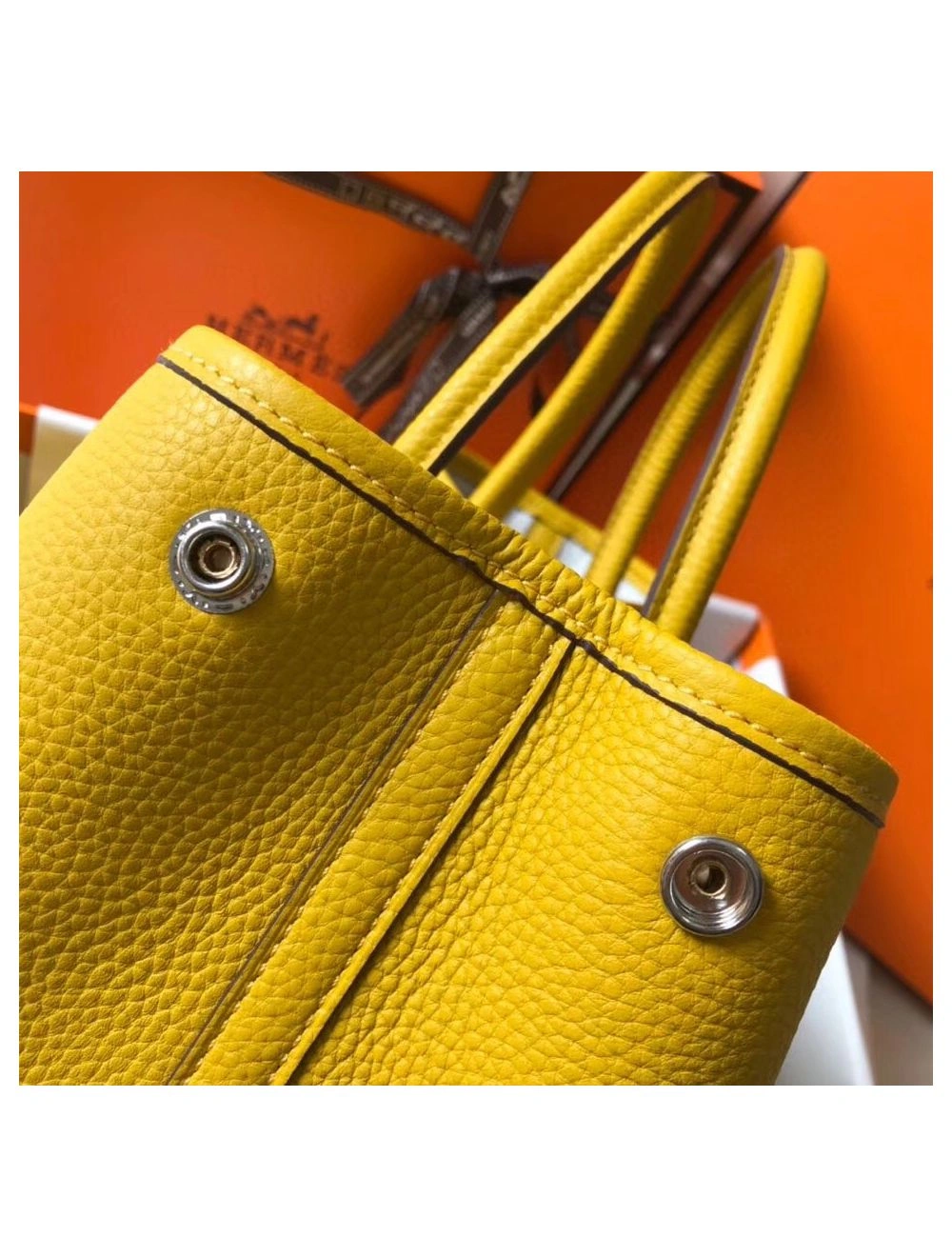 Hermes Garden Party 30 Bag In Yellow Taurillon Leather