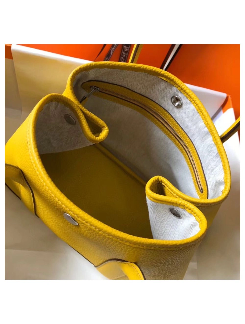Hermes Garden Party 30 Bag In Yellow Taurillon Leather
