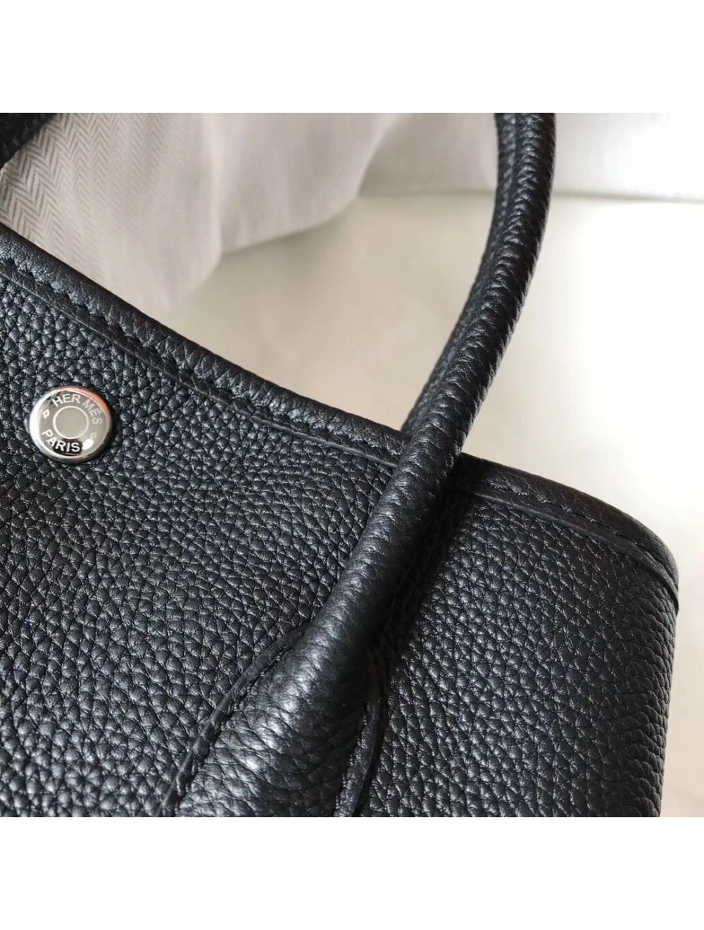 Hermes Garden Party 36 Bag In Black Clemence Leather