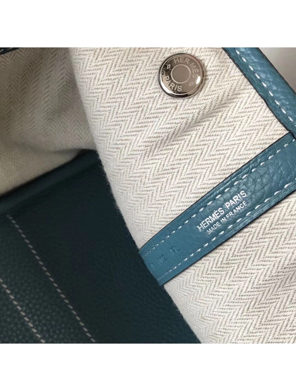 Hermes Garden Party 36 Bag In Blue Jean Clemence Leather