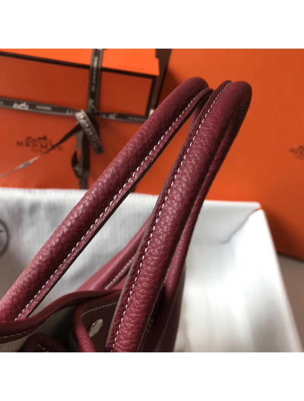 Hermes Garden Party 36 Bag In Bordeaux Clemence Leather