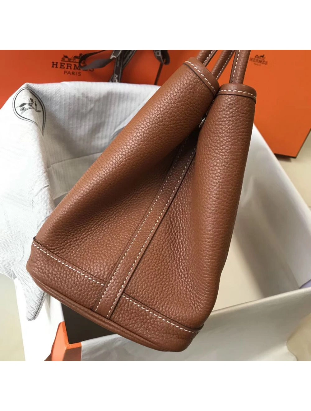 Hermes Garden Party 36 Bag In Gold Clemence Leather