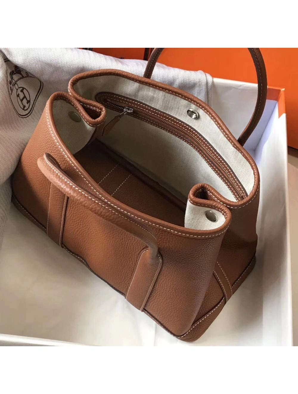 Hermes Garden Party 36 Bag In Gold Clemence Leather