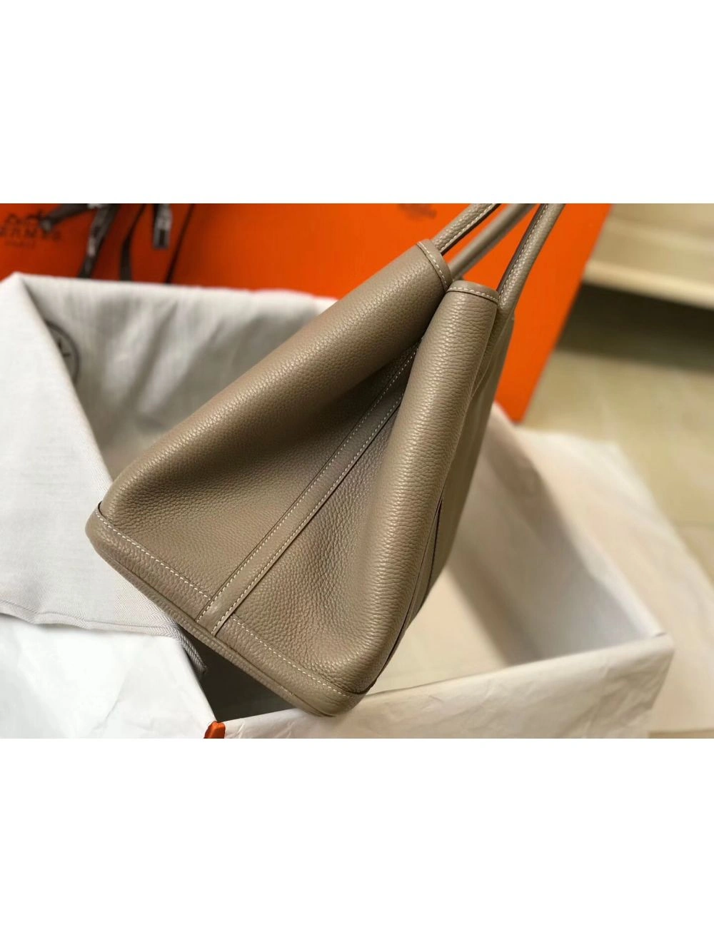 Hermes Garden Party 36 Bag In Grey Clemence Leather