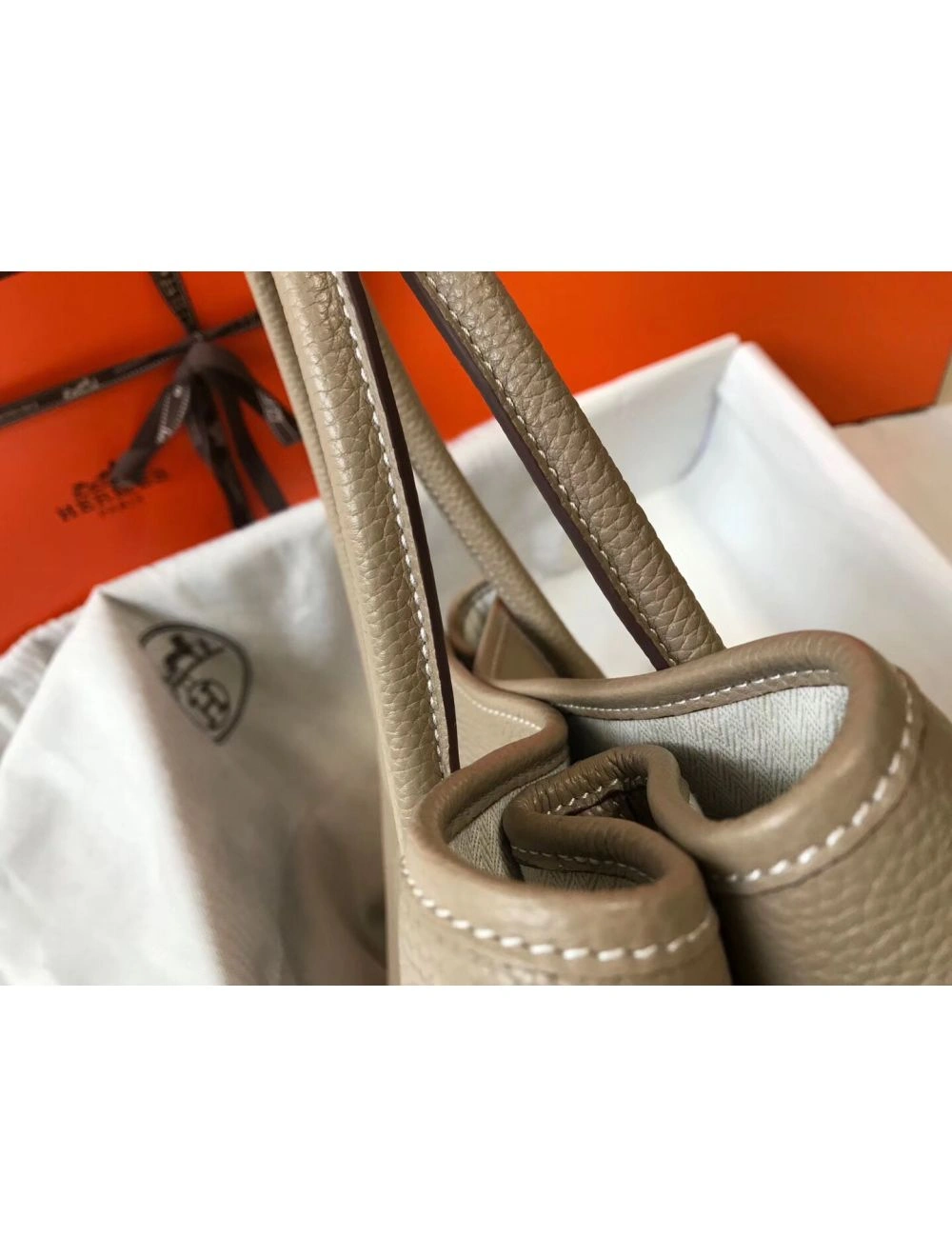 Hermes Garden Party 36 Bag In Grey Clemence Leather