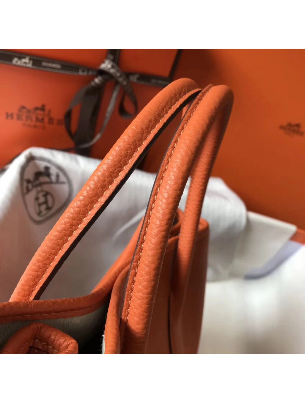 Hermes Garden Party 36 Bag In Orange Clemence Leather