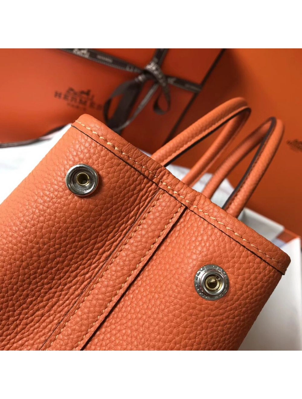 Hermes Garden Party 36 Bag In Orange Clemence Leather