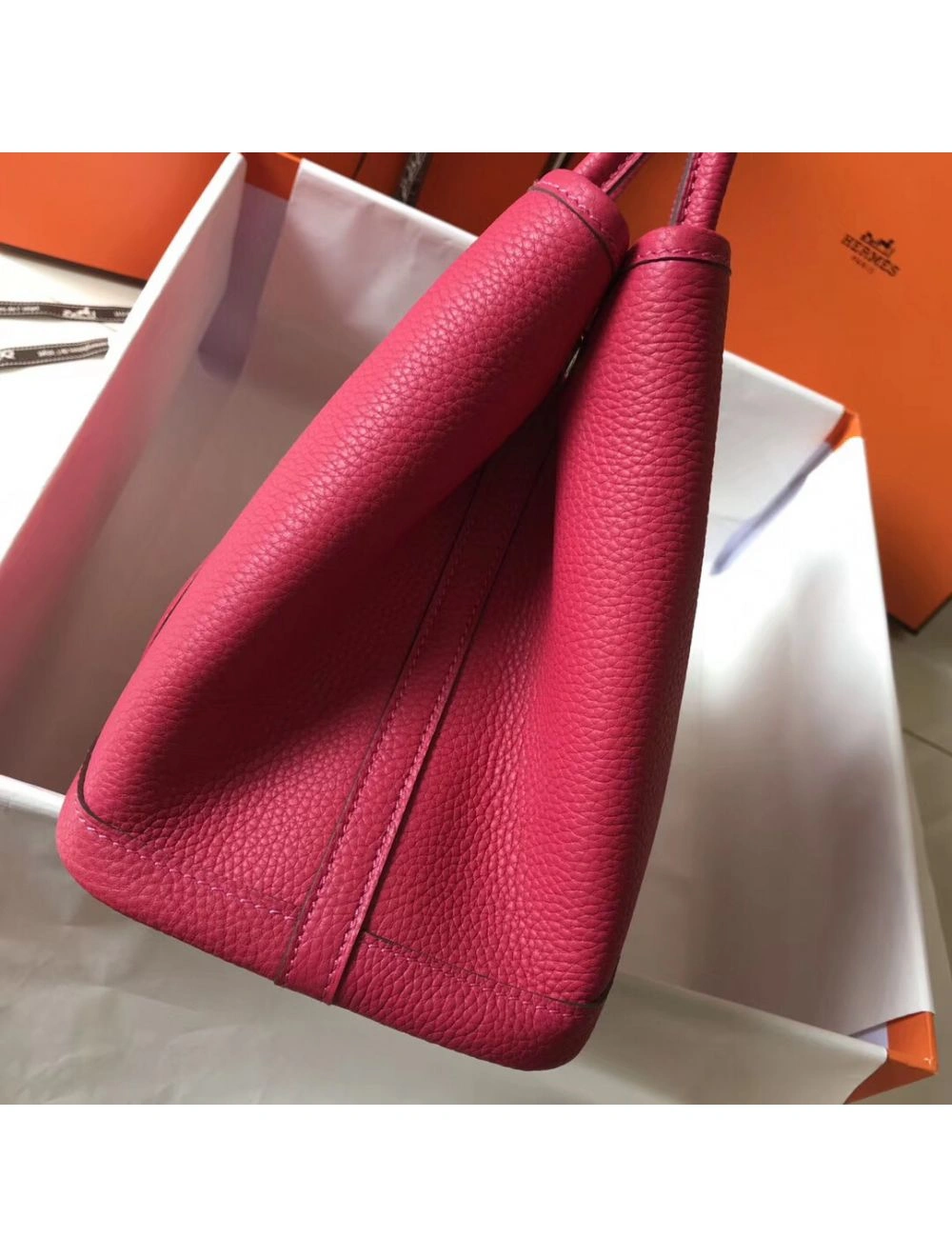Hermes Garden Party 36 Bag In Rose Tyrien Clemence Leather