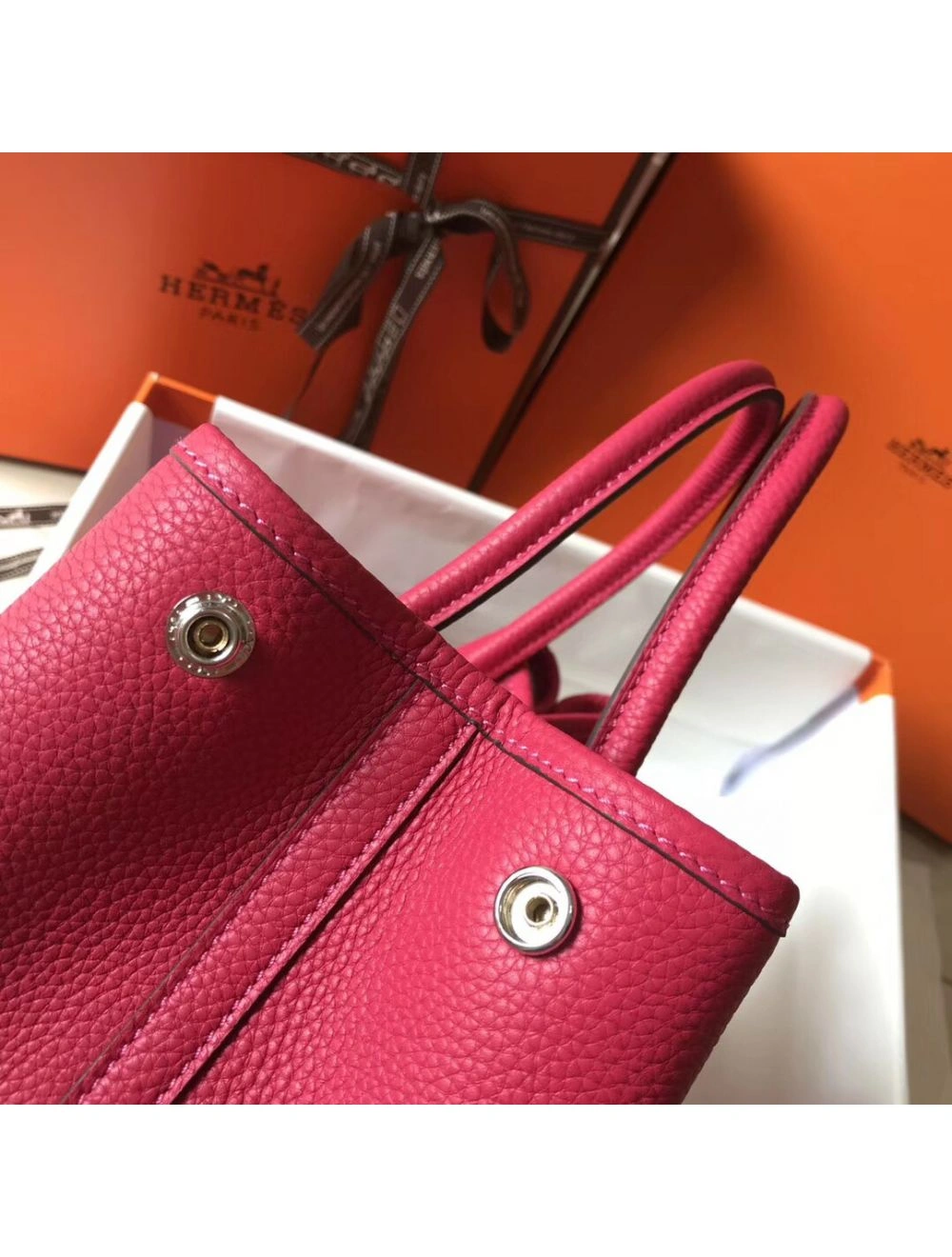 Hermes Garden Party 36 Bag In Rose Tyrien Clemence Leather