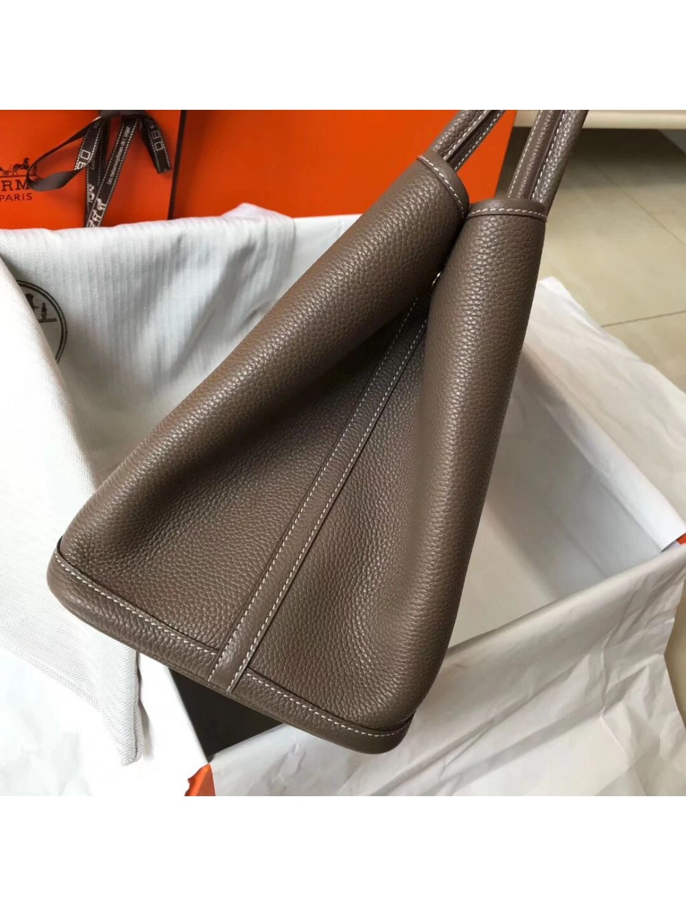 Hermes Garden Party 36 Bag In Taupe Clemence Leather