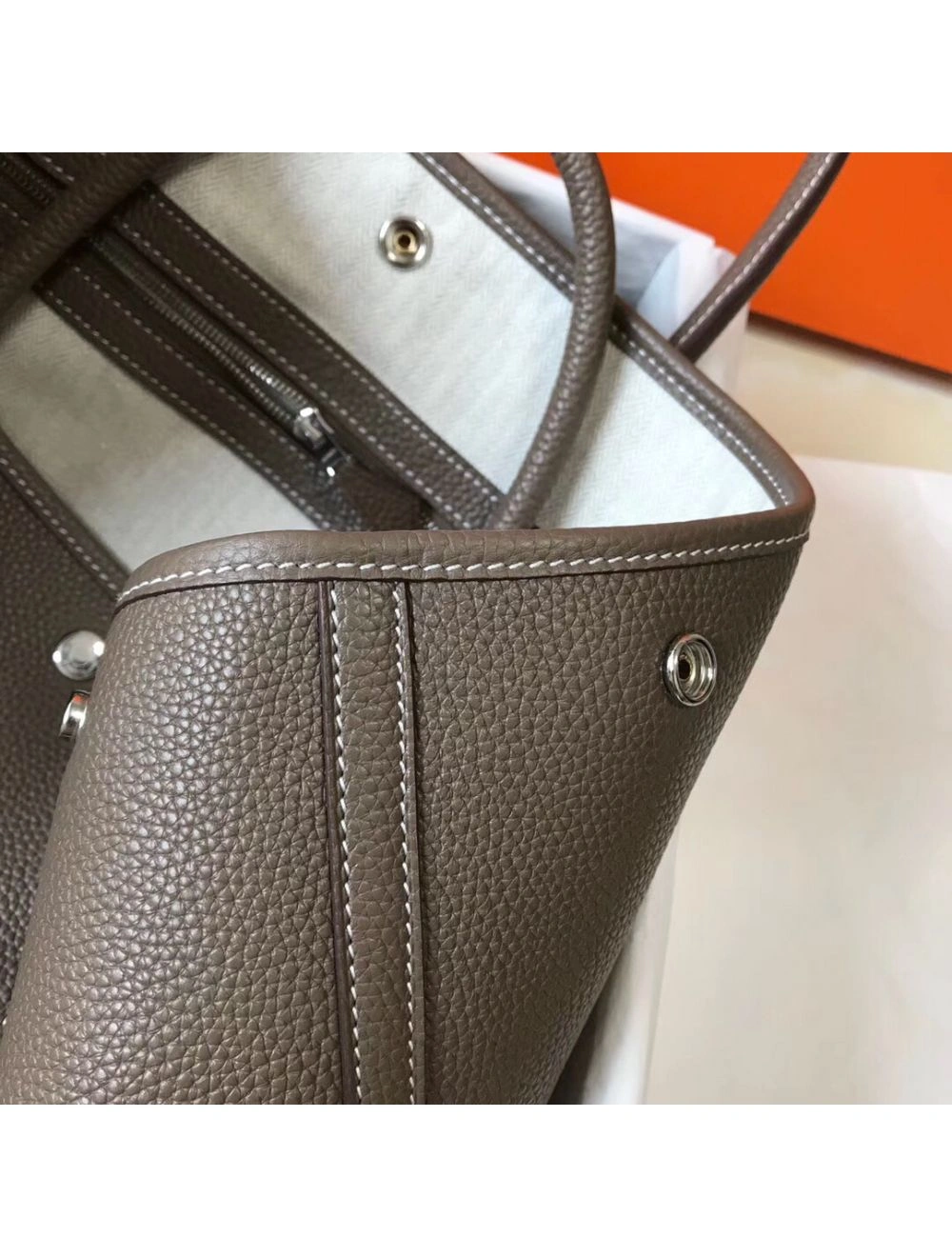 Hermes Garden Party 36 Bag In Taupe Clemence Leather