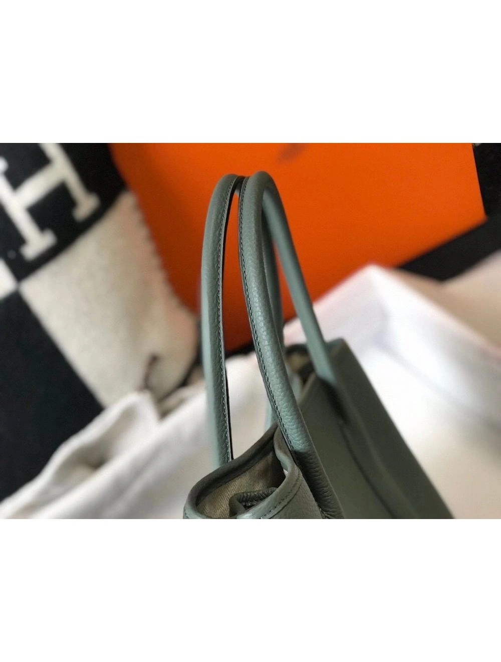 Hermes Garden Party 36 Bag In Vert Amande Clemence Leather