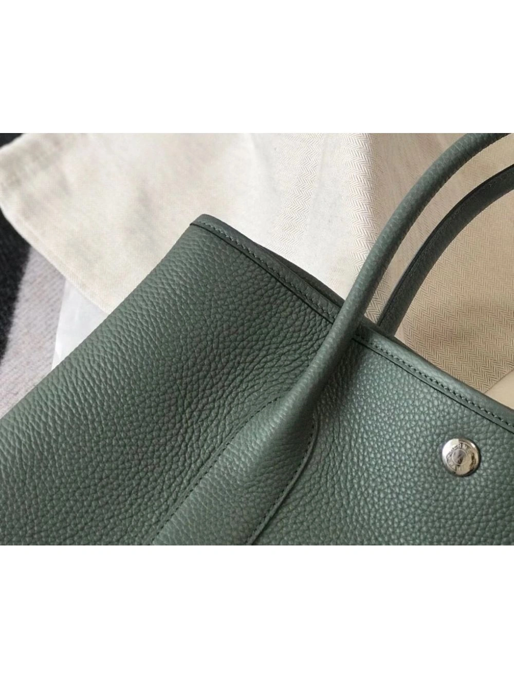 Hermes Garden Party 36 Bag In Vert Amande Clemence Leather