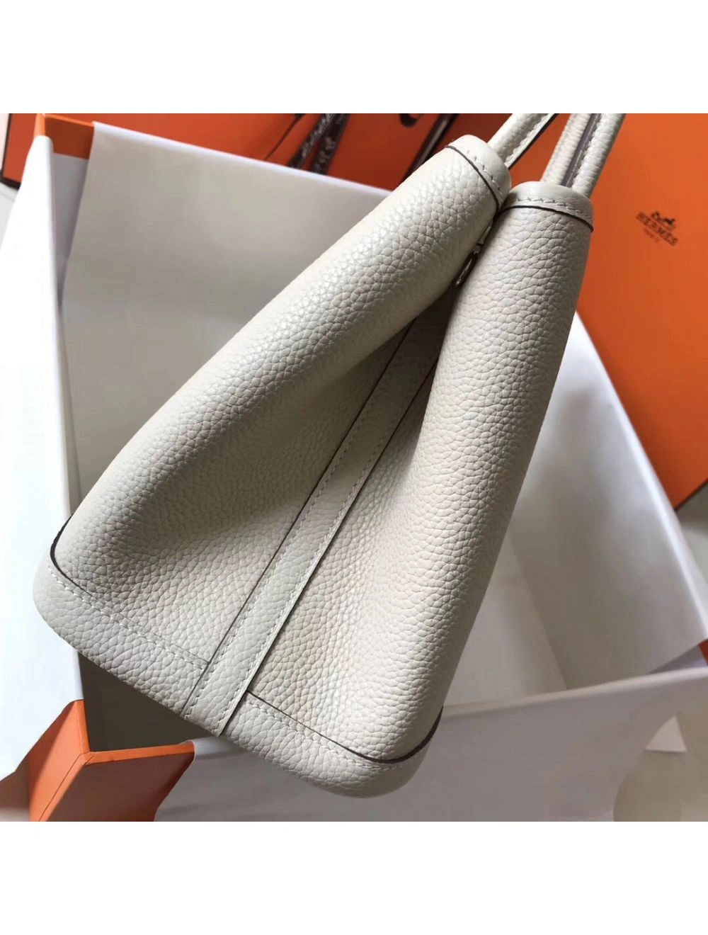 Hermes Garden Party 36 Bag In White Clemence Leather