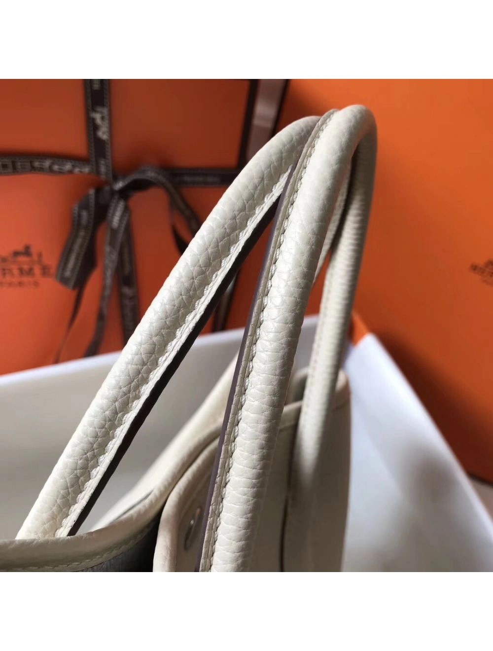 Hermes Garden Party 36 Bag In White Clemence Leather