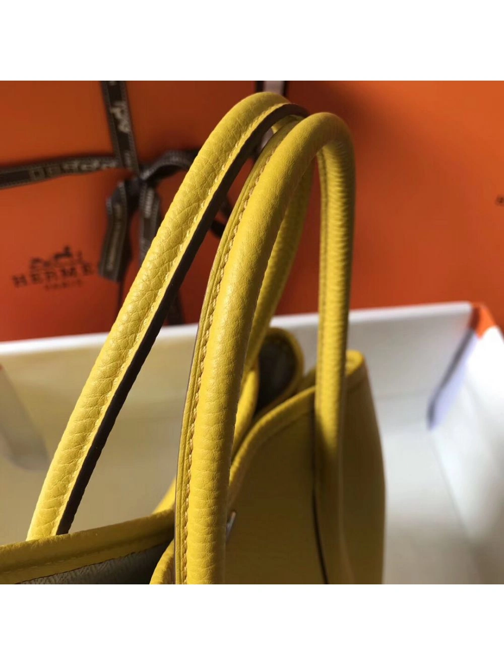 Hermes Garden Party 36 Bag In Yellow Clemence Leather