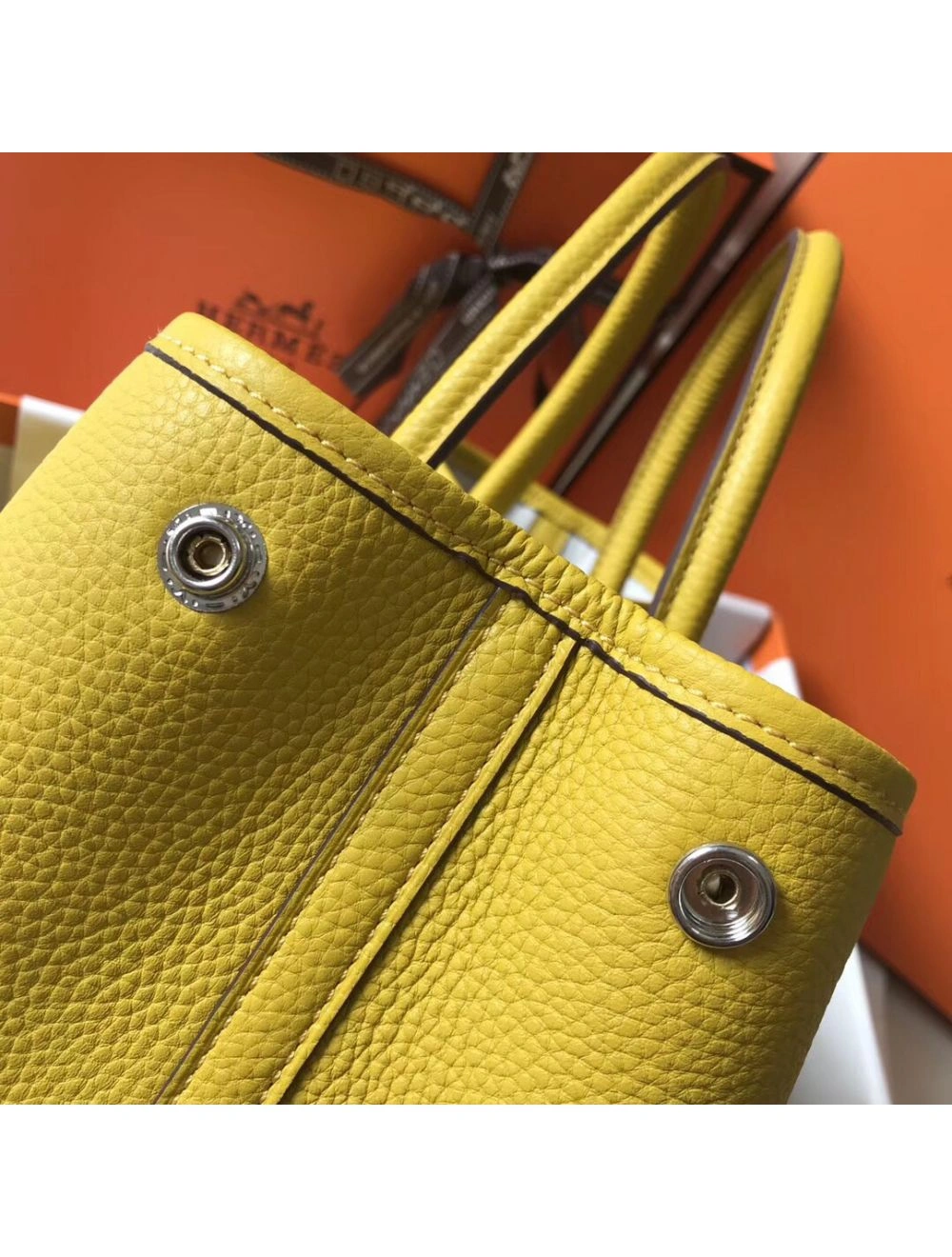 Hermes Garden Party 36 Bag In Yellow Clemence Leather