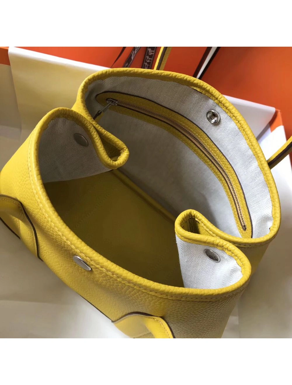 Hermes Garden Party 36 Bag In Yellow Clemence Leather