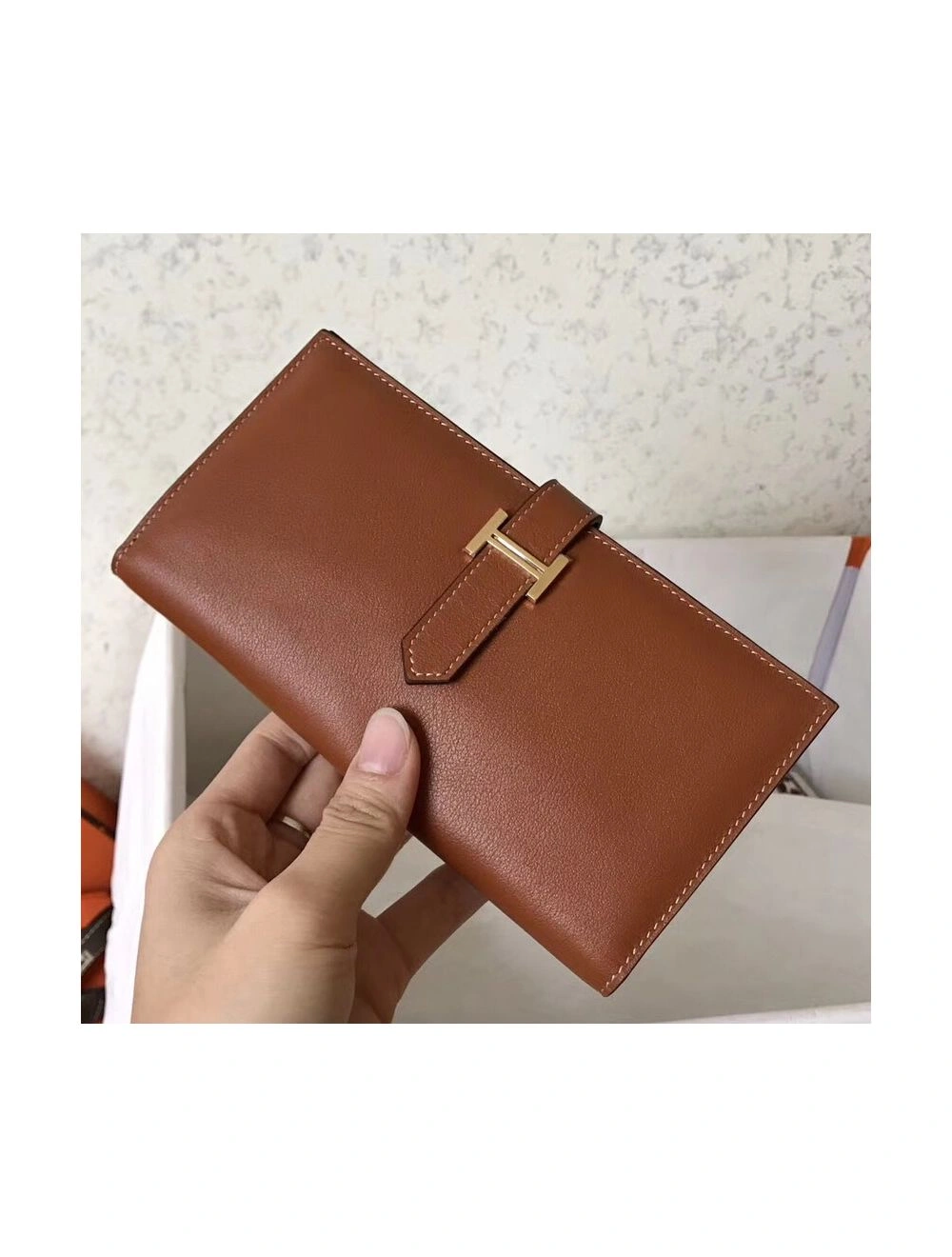 Hermes Gold Swift Bearn Gusset Wallet