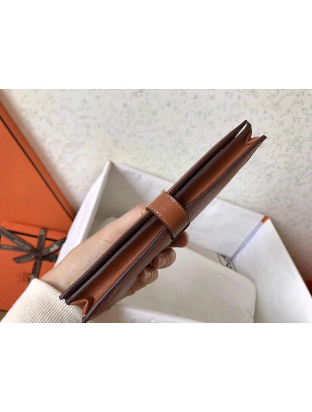 Hermes Gold Swift Bearn Gusset Wallet