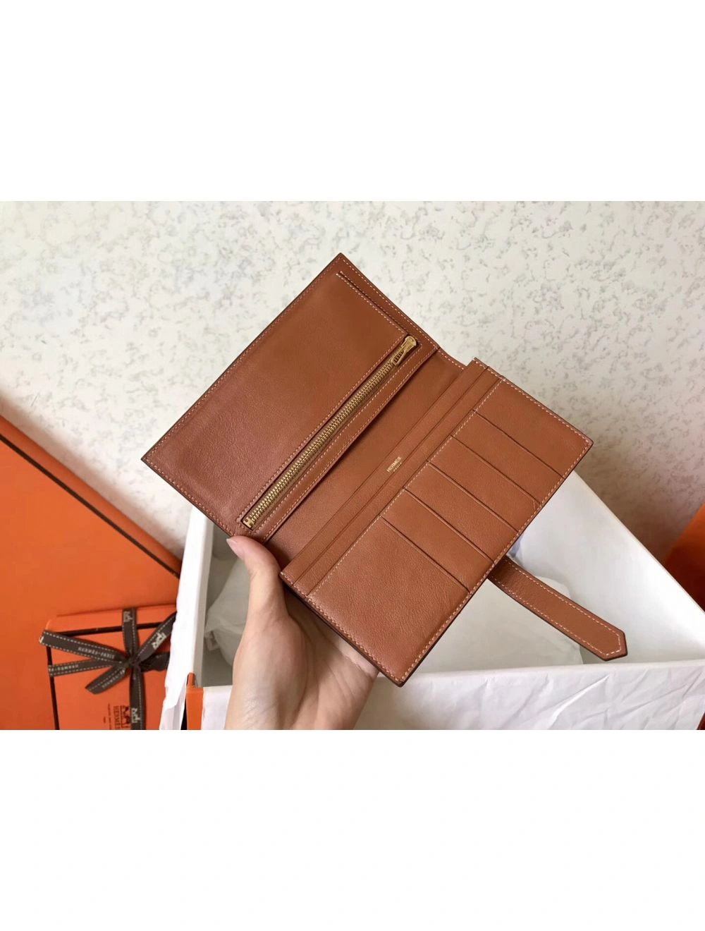 Hermes Gold Swift Bearn Gusset Wallet