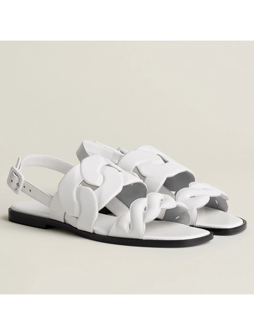 Hermes Grace Sandals in White Nappa Leather