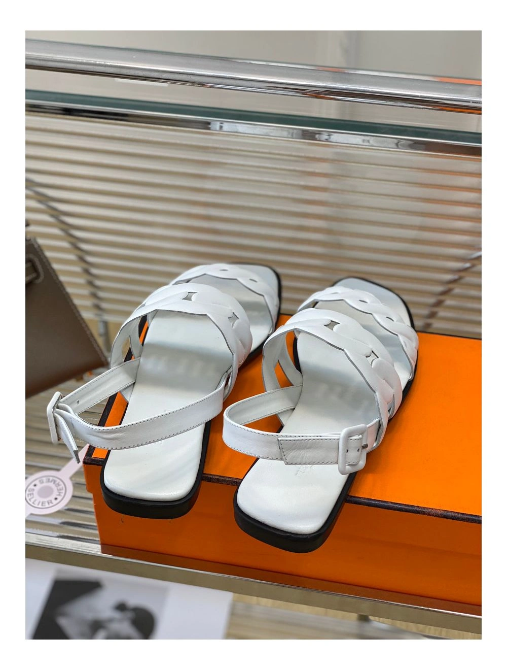 Hermes Grace Sandals in White Nappa Leather