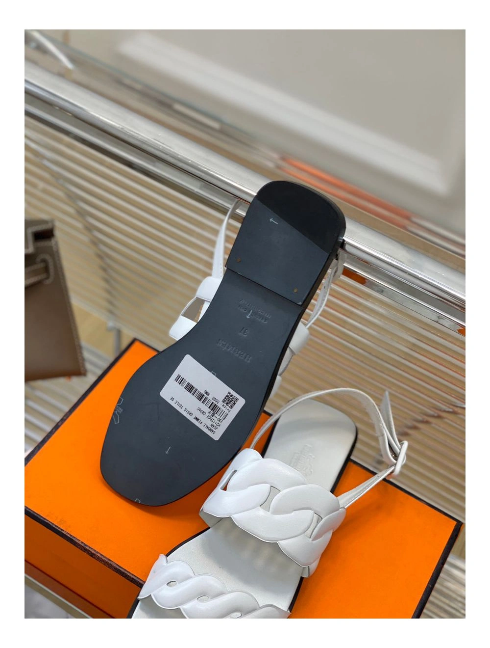 Hermes Grace Sandals in White Nappa Leather