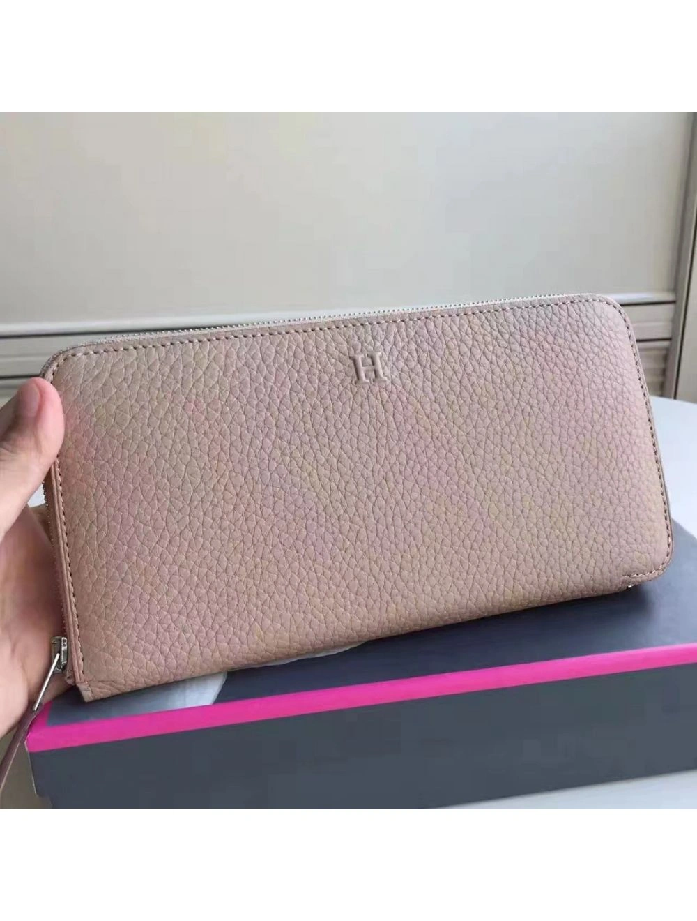 Hermes Grey Clemence Azap Zipped Wallet