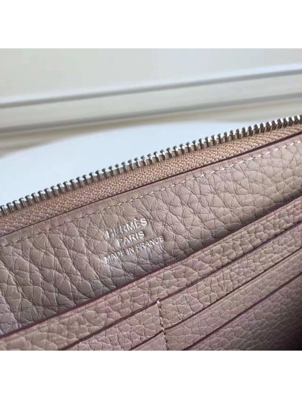 Hermes Grey Clemence Azap Zipped Wallet