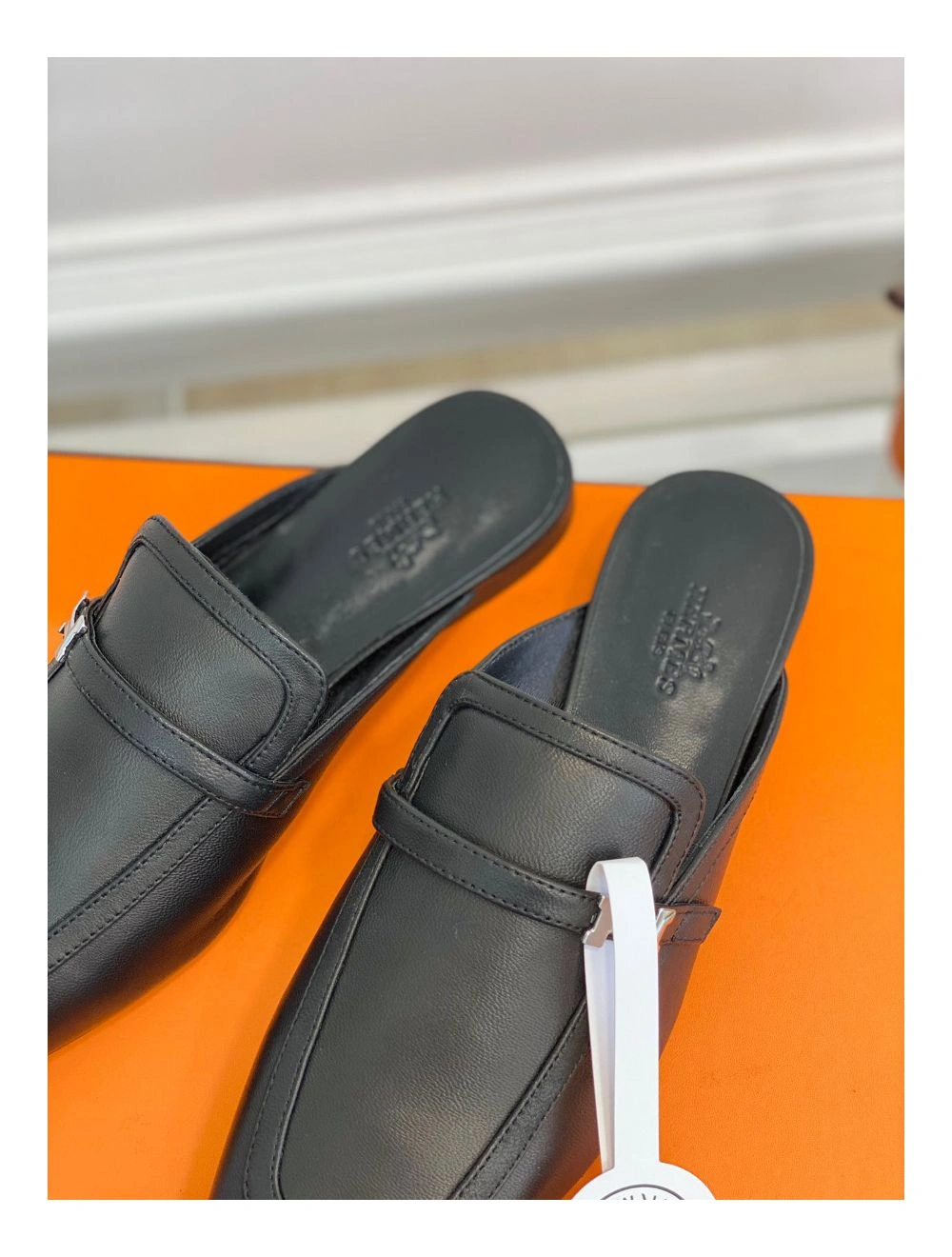 Hermes Groupie Mules in Black Calfskin