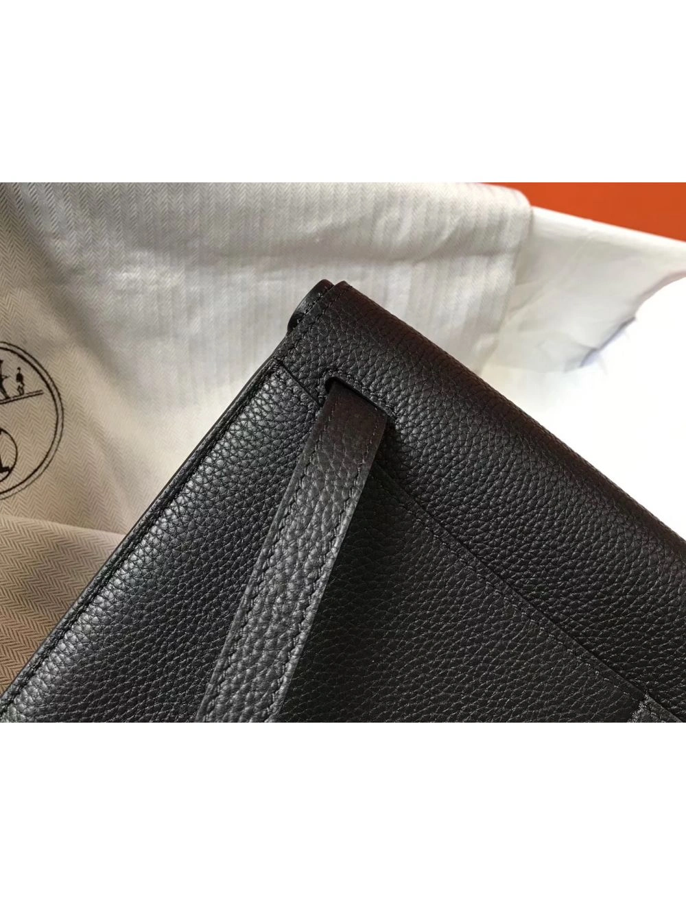 Hermes Halzan 31cm Bag In Black Clemence Leather