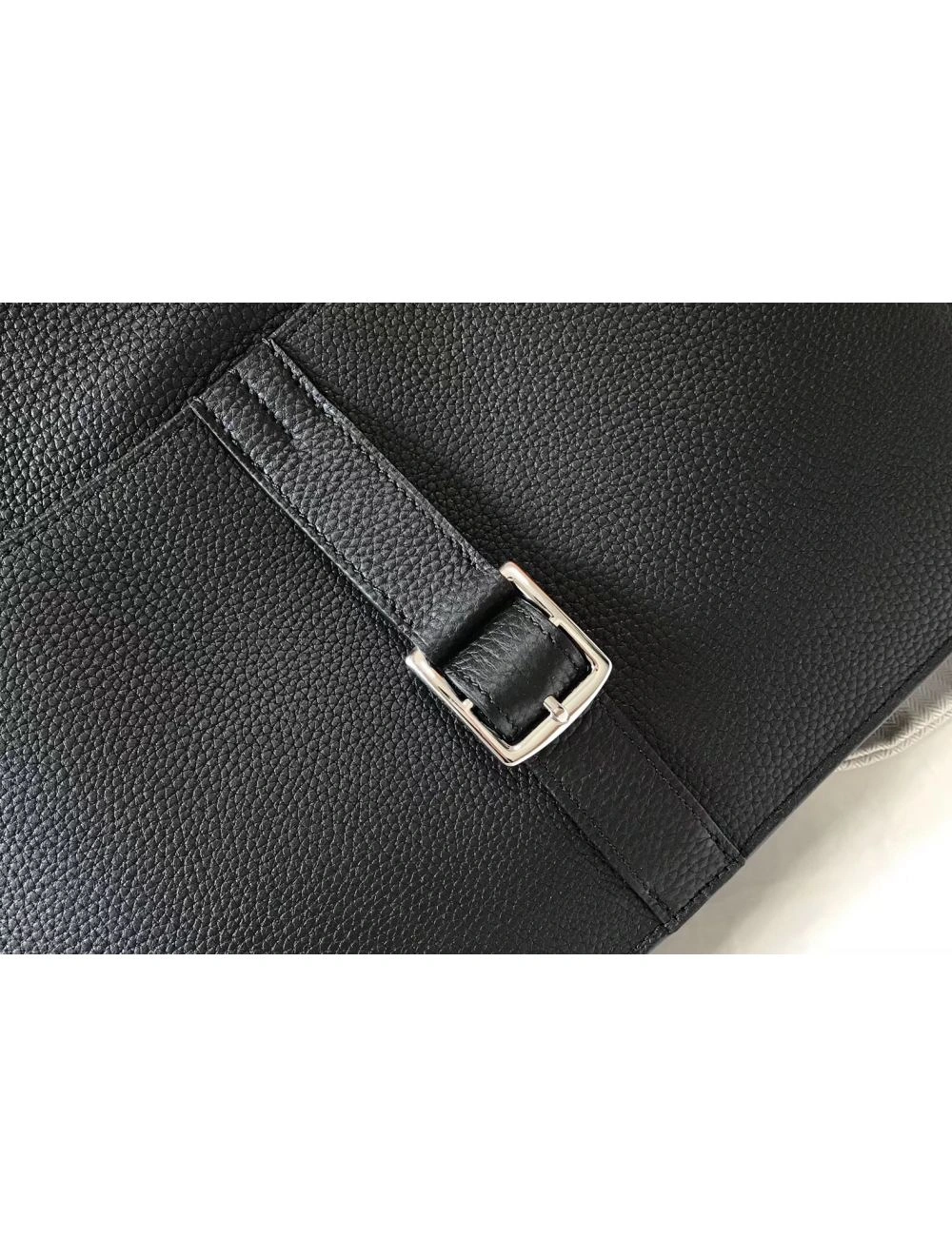 Hermes Halzan 31cm Bag In Black Clemence Leather