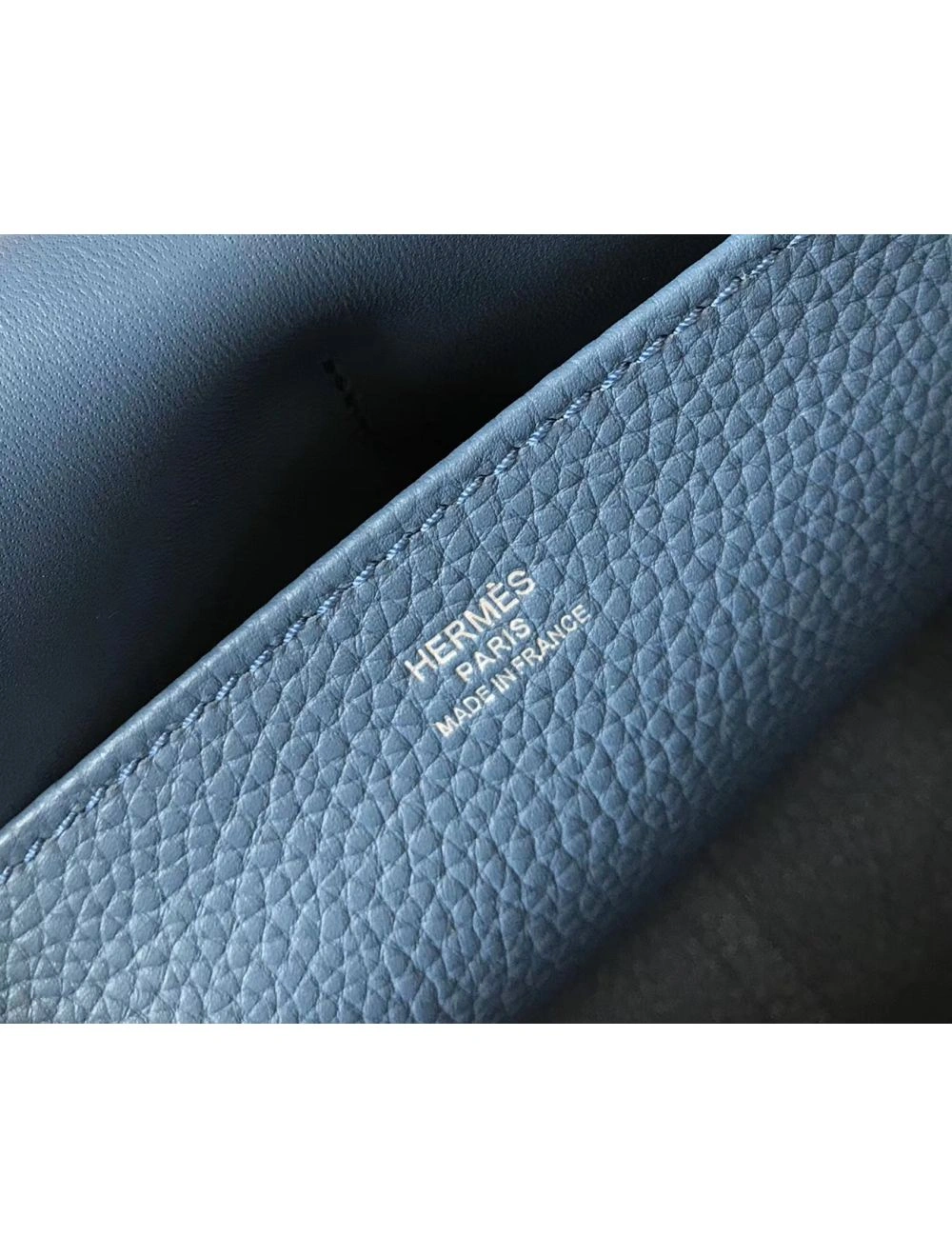 Hermes Halzan 31cm Bag In Blue Agate Clemence Leather