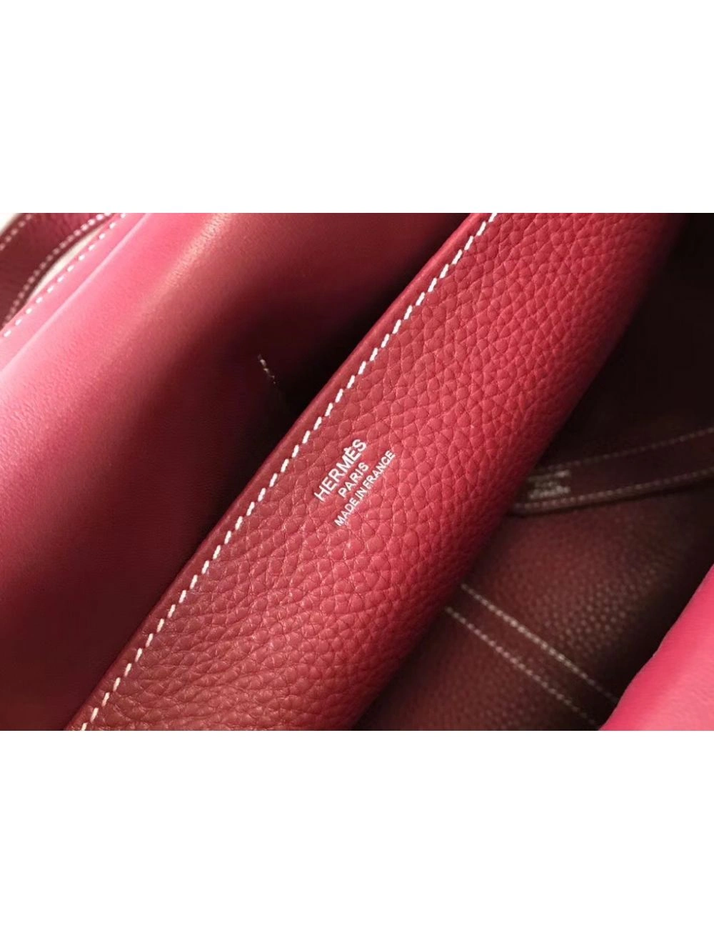 Hermes Halzan 31cm Bag In Bordeaux Clemence Leather