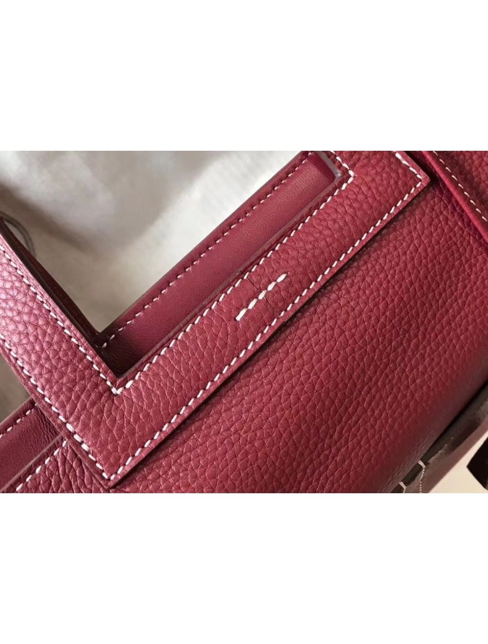 Hermes Halzan 31cm Bag In Bordeaux Clemence Leather
