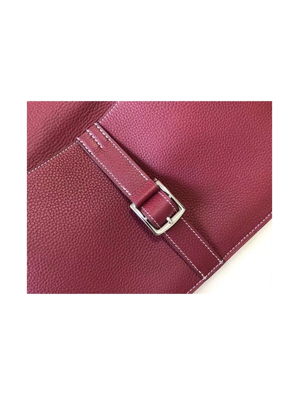 Hermes Halzan 31cm Bag In Bordeaux Clemence Leather