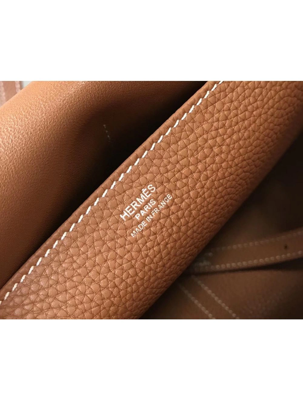 Hermes Halzan 31cm Bag In Gold Clemence Leather