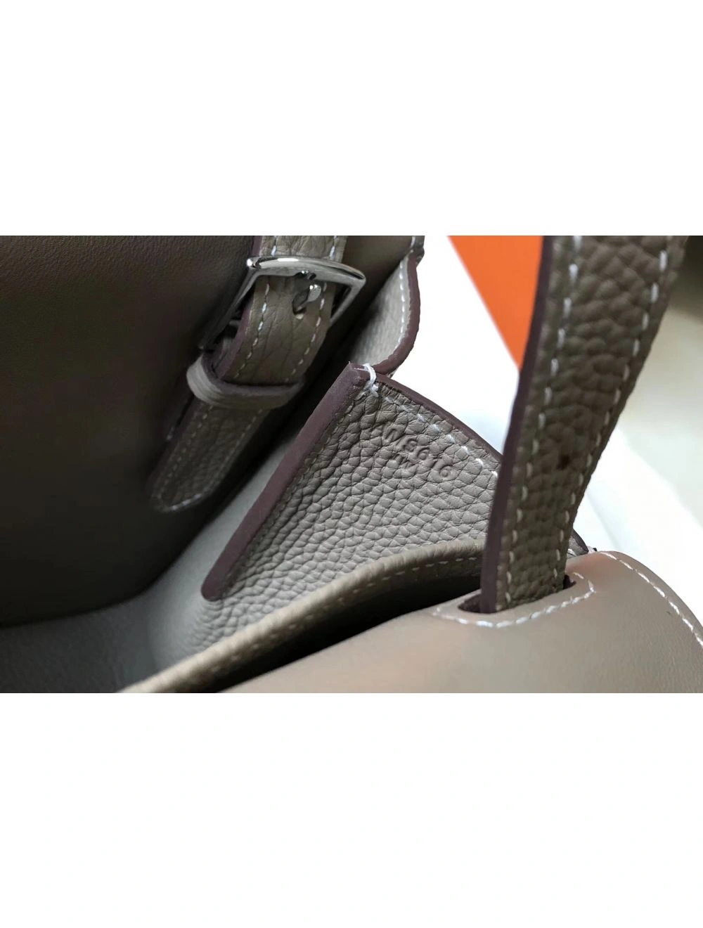 Hermes Halzan 31cm Bag In Grey Clemence Leather