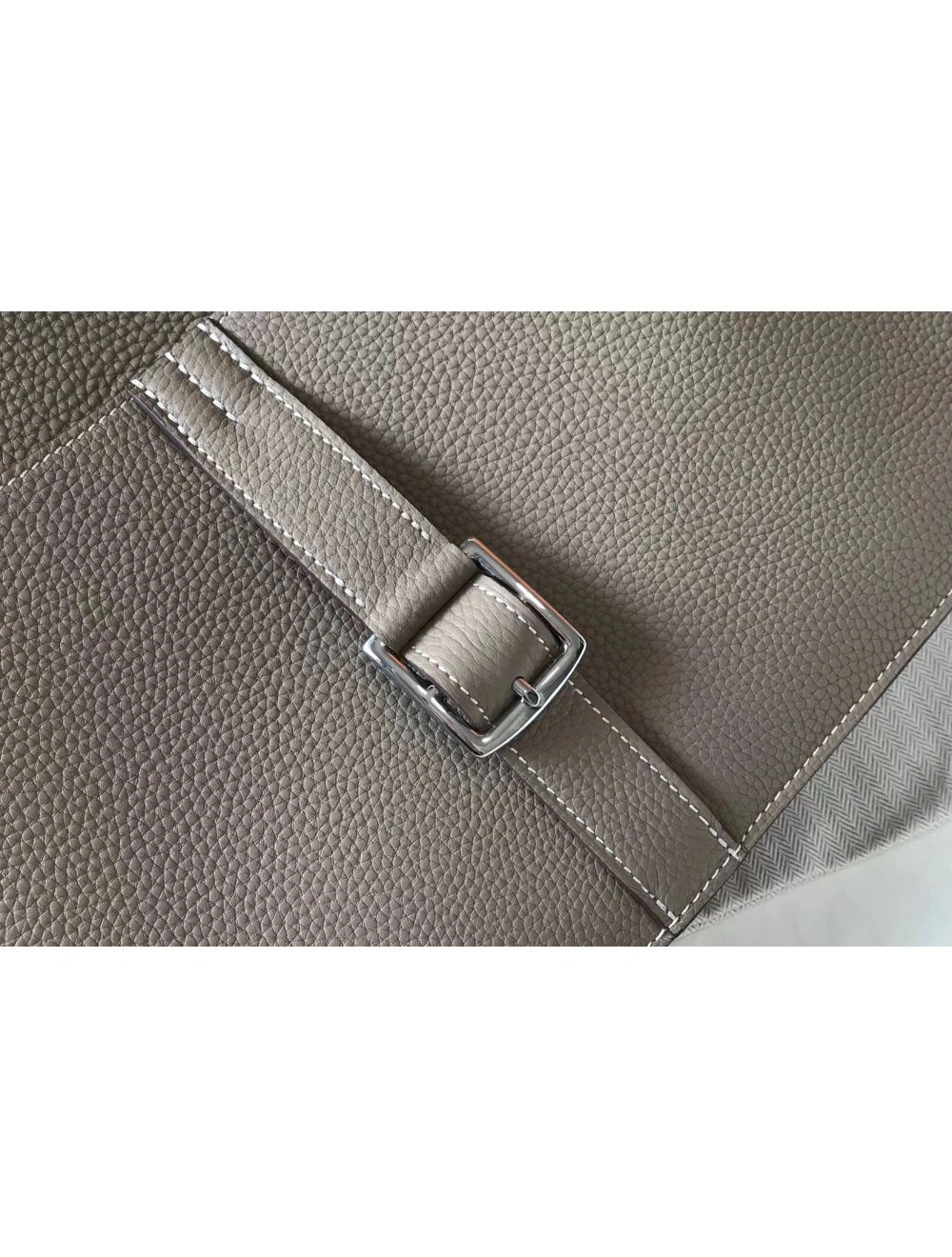 Hermes Halzan 31cm Bag In Grey Clemence Leather