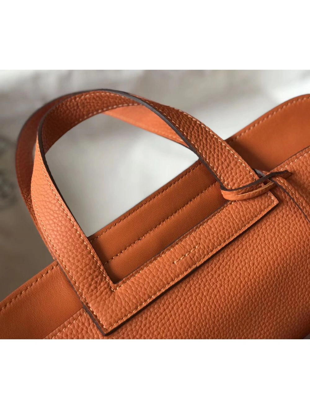 Hermes Halzan 31cm Bag In Orange Clemence Leather