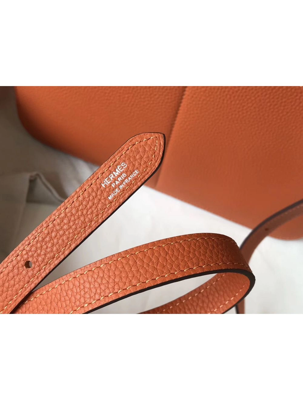 Hermes Halzan 31cm Bag In Orange Clemence Leather