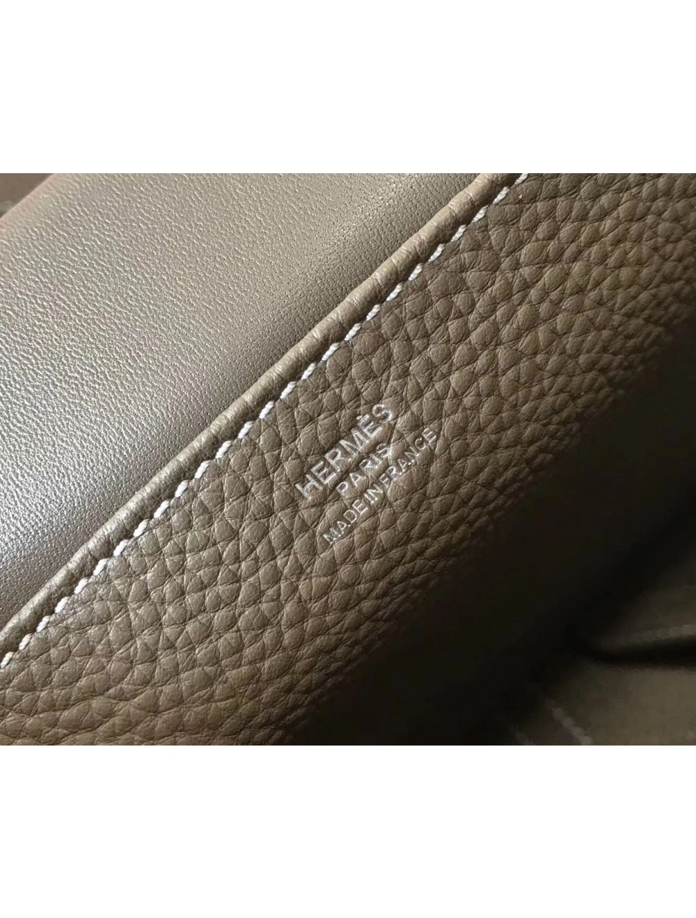 Hermes Halzan 31cm Bag In Taupe Clemence Leather