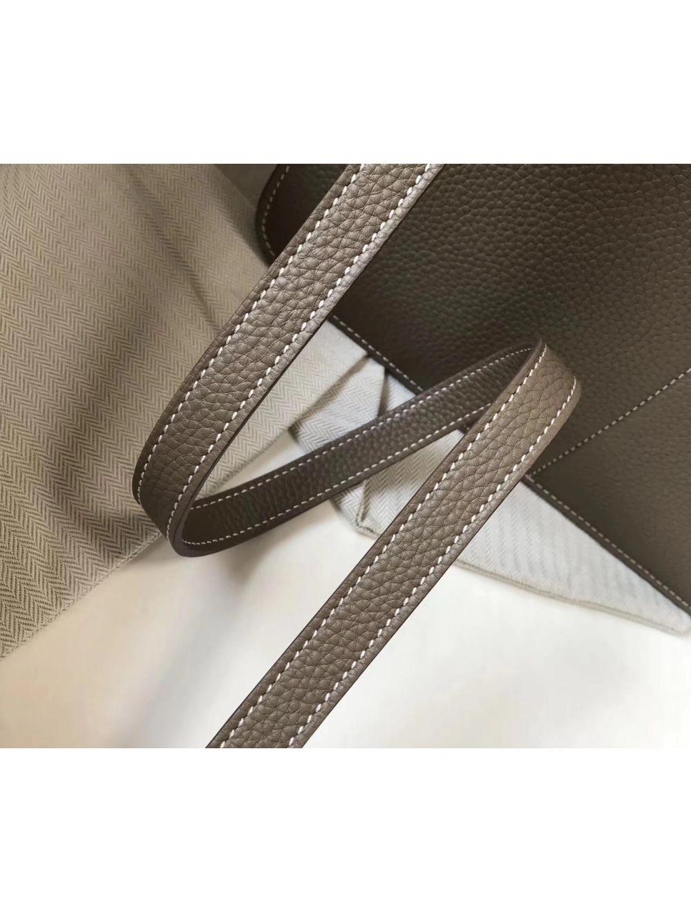 Hermes Halzan 31cm Bag In Taupe Clemence Leather